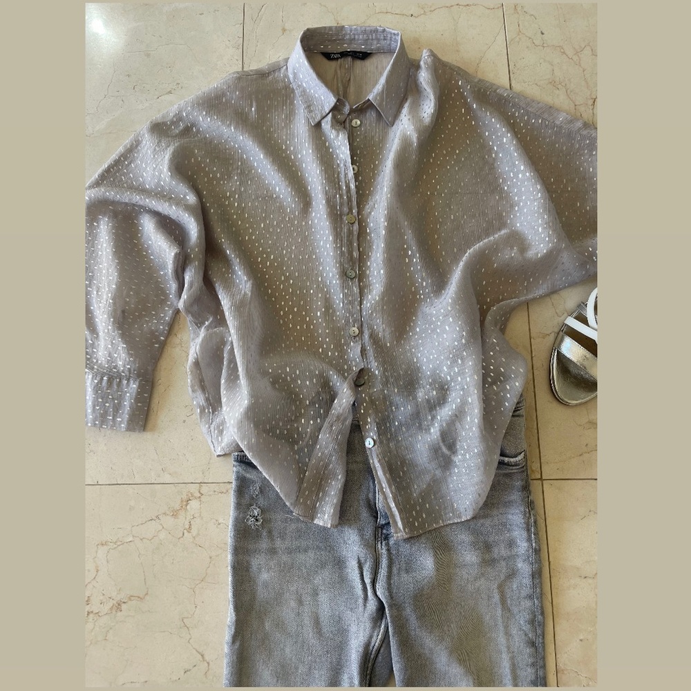 Zara Oversized Button Shirt - Picture 3 of 12